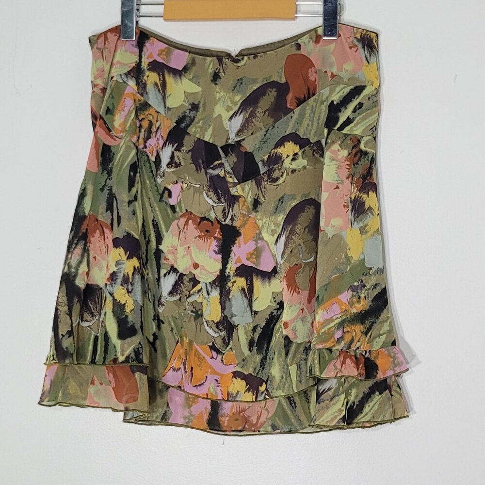 San Francisco Multicolor Abstract Floral Lightweight Zip Vintage Skirt Sz 11